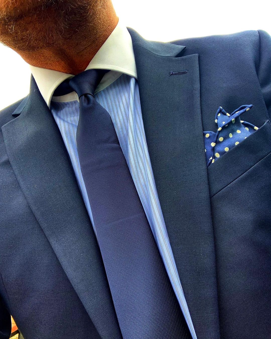 blue accented suit